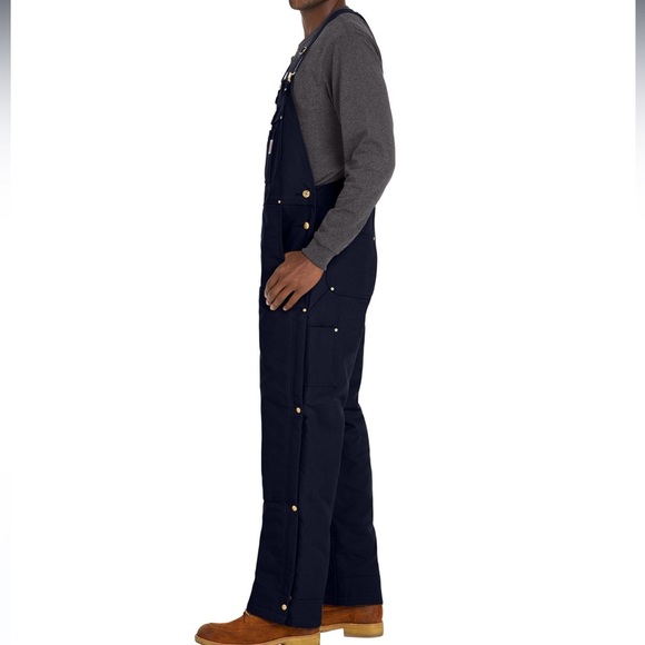 Carhartt Duck Bib Overalls navy blue work bib insulated 52 X 32 New - Picture 14 of 16